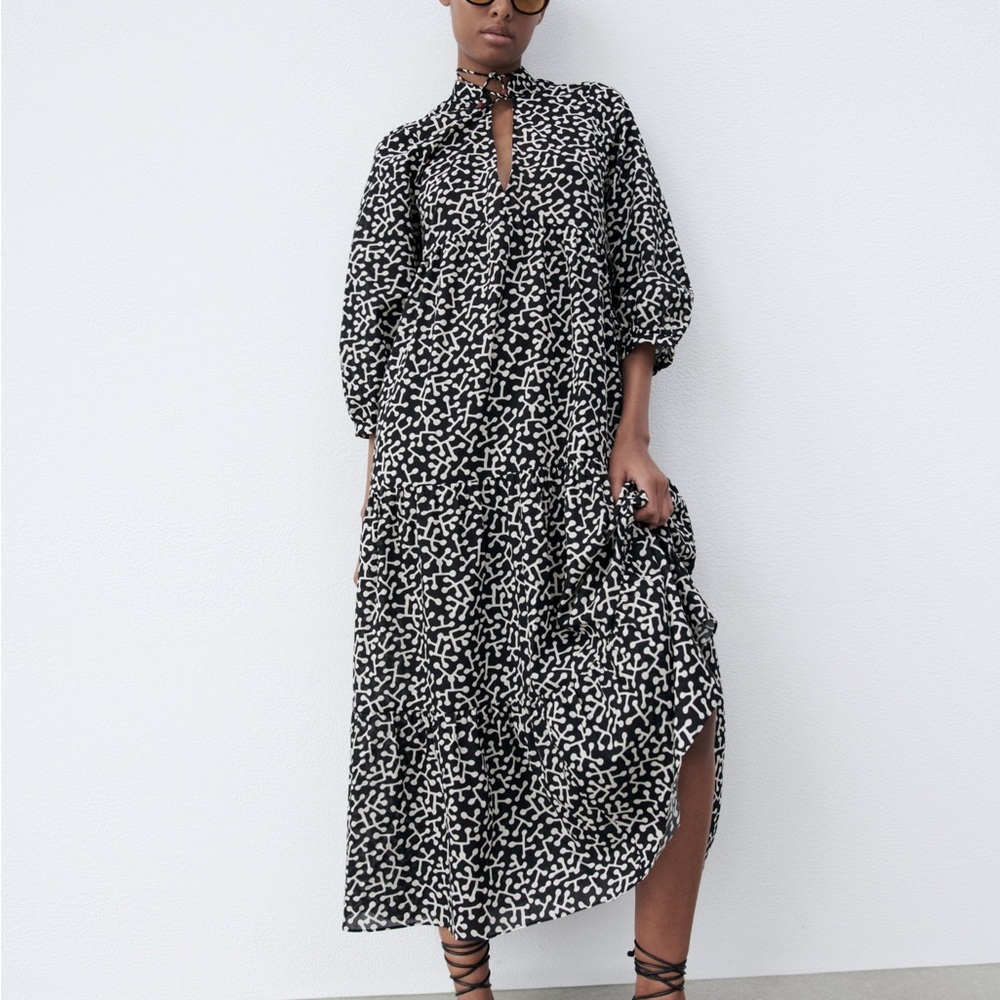 ZARA PRINTED MIDI DRESS